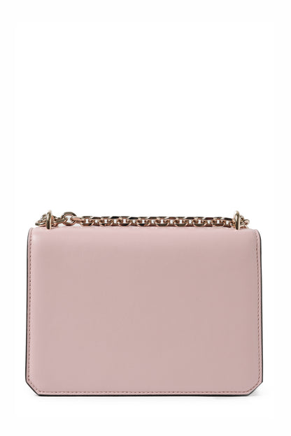 Nappa leather mini shoulder bag with light gold-tone chain strap in Blush- back