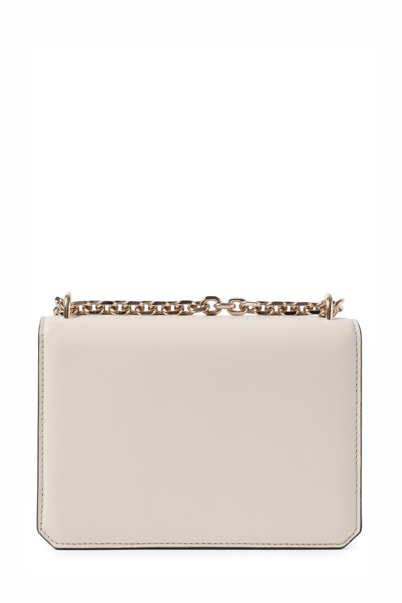 Nappa leather mini shoulder bag with light gold-tone chain strap in Cream- back