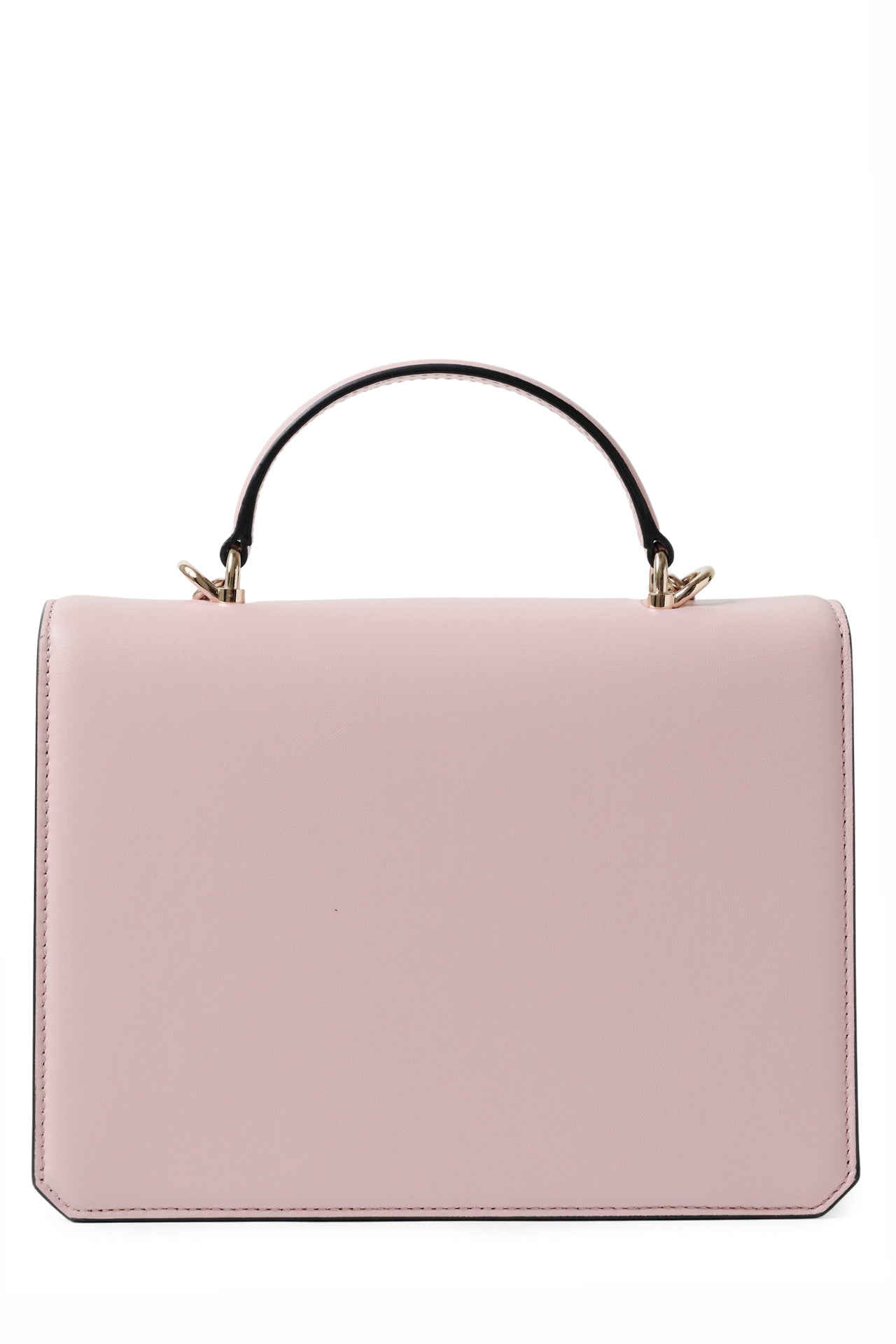 Nappa leather top handle shoulder bag with light gold-tone chain strap in Blush- back