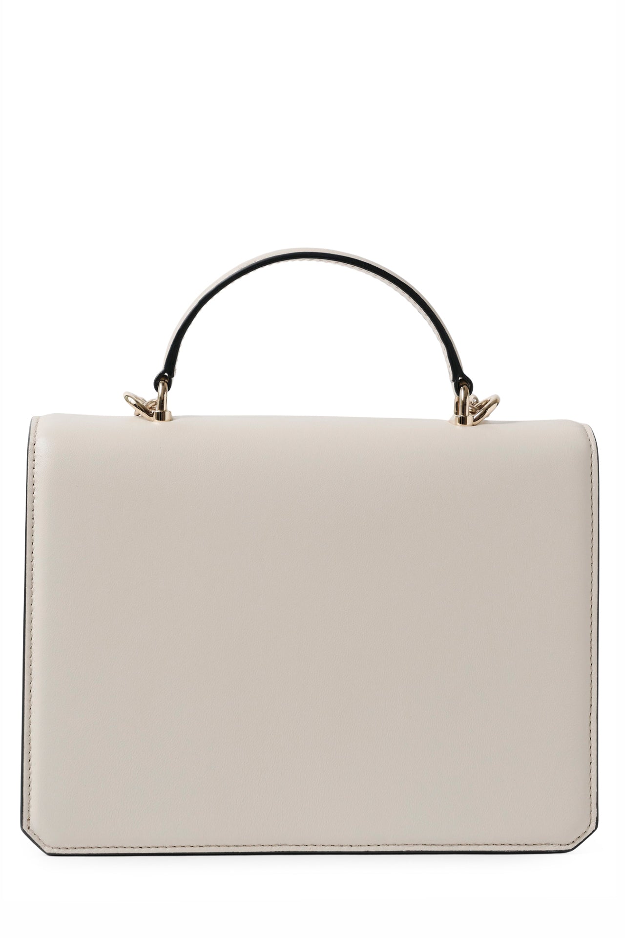 Nappa leather top handle shoulder bag with light gold-tone chain strap in Cream- back