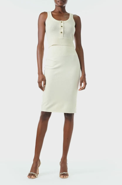 Monique Lhuillier Spring 2024 white cashmere pencil skirt - video.