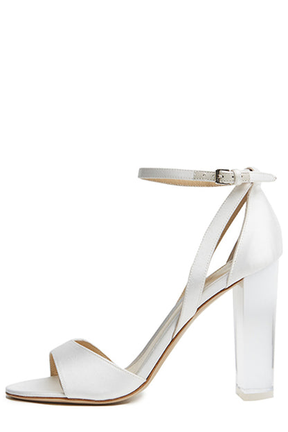 Monique Lhuillier White Satin Ava Sandal