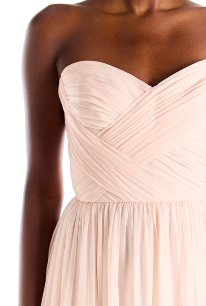 Monique Lhuillier Strapless Draped Chiffon Gown