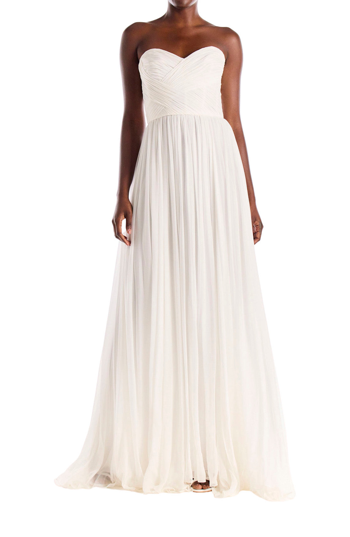 Monique Lhuillier Strapless Draped Chiffon Gown