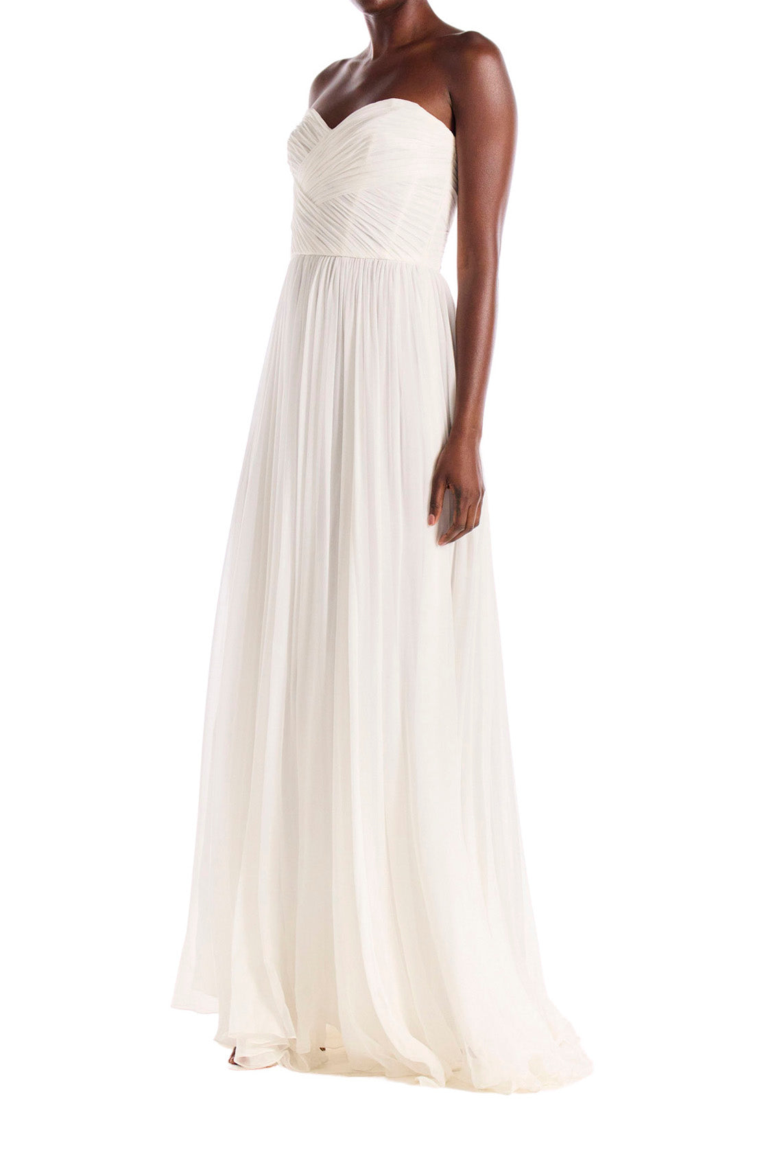 Monique Lhuillier Strapless Draped Chiffon Gown