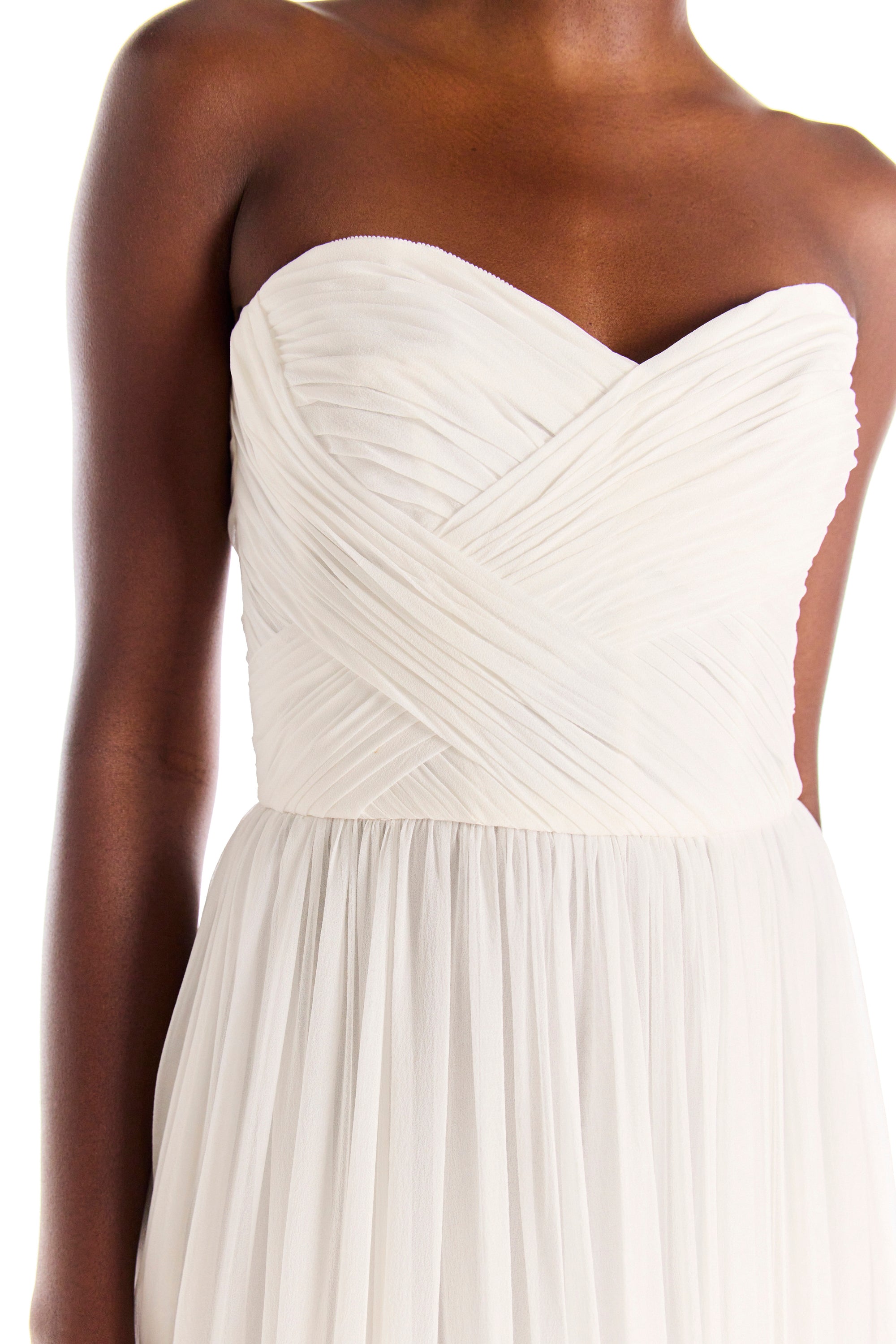 Monique Lhuillier Strapless Draped Chiffon Gown