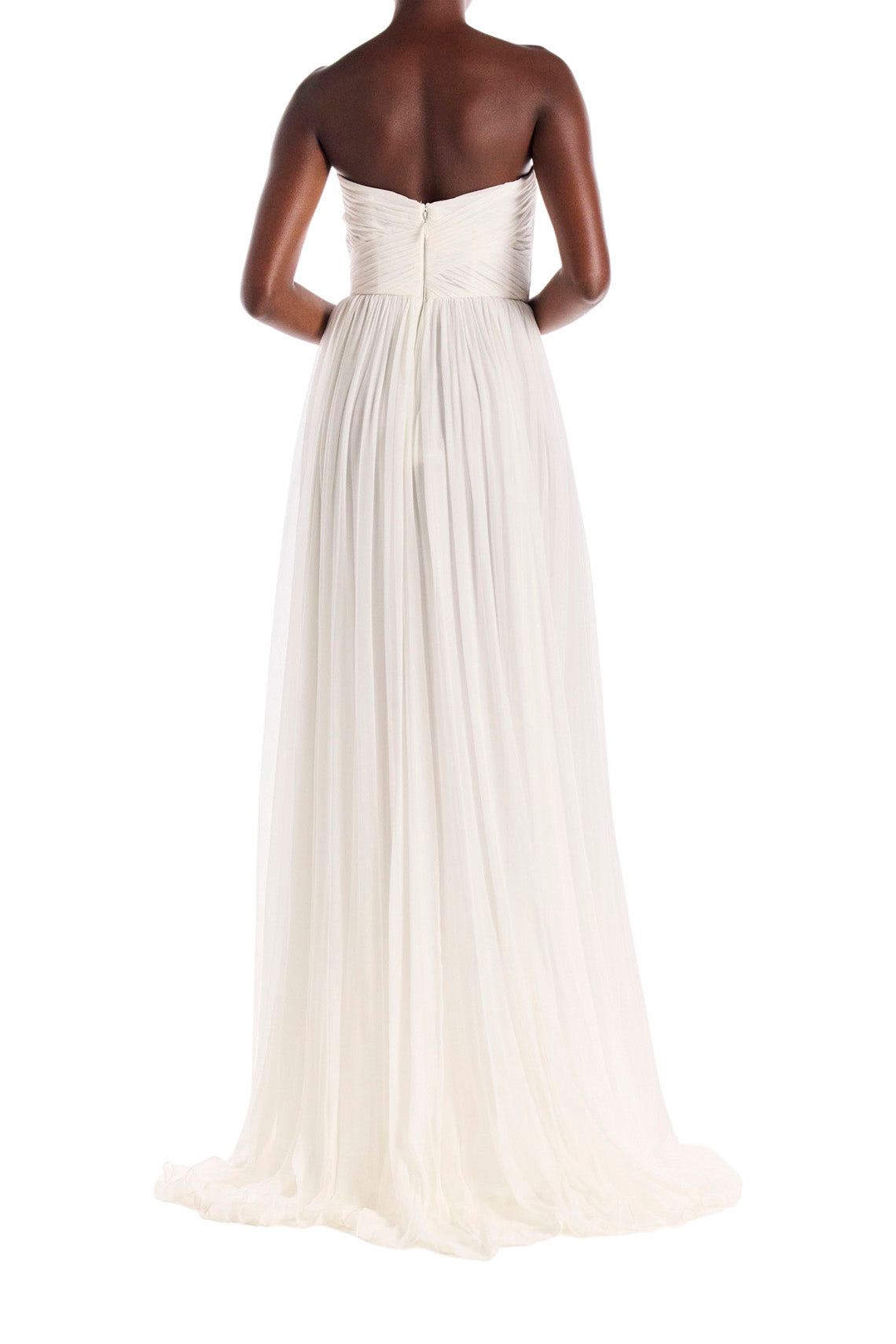 Monique Lhuillier Strapless Draped Chiffon Gown