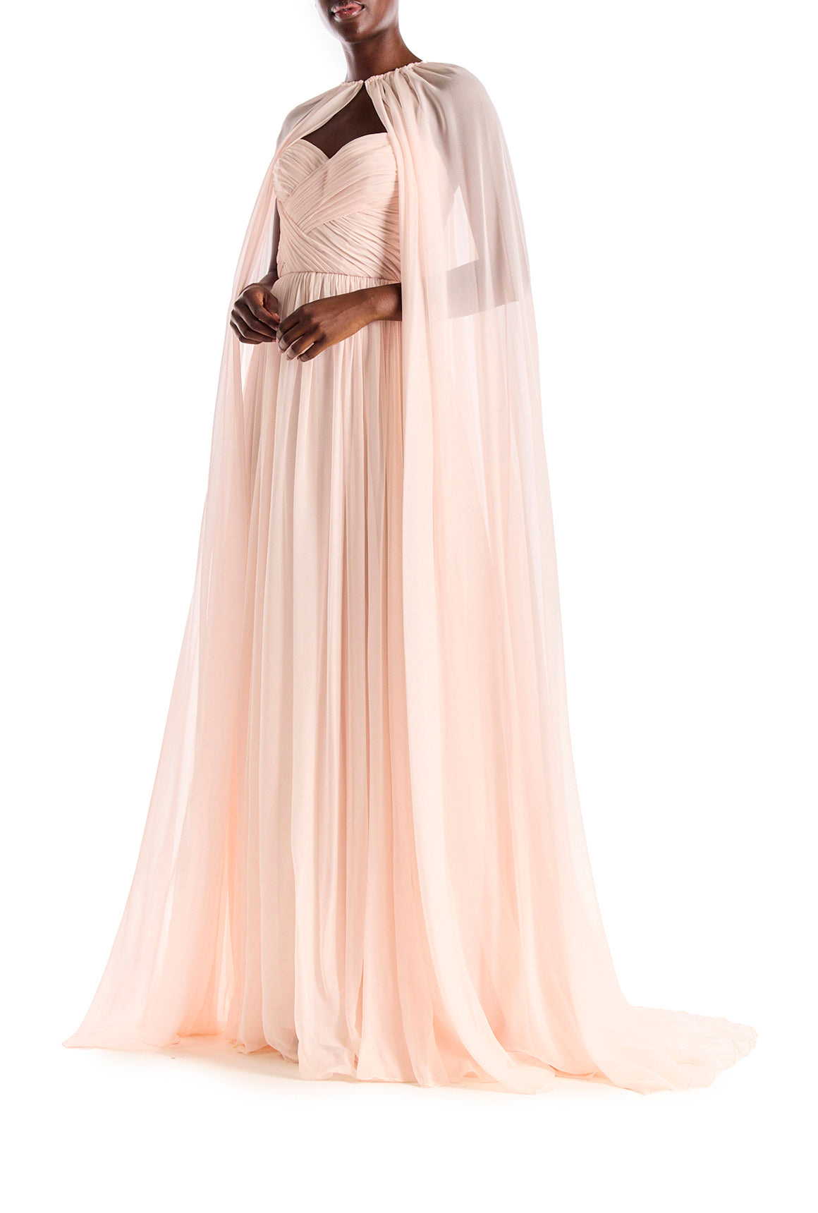 Monique Lhuillier Floor Length Chiffon Evening Cape