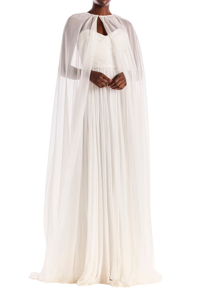 Monique Lhuillier Floor Length Chiffon Evening Cape