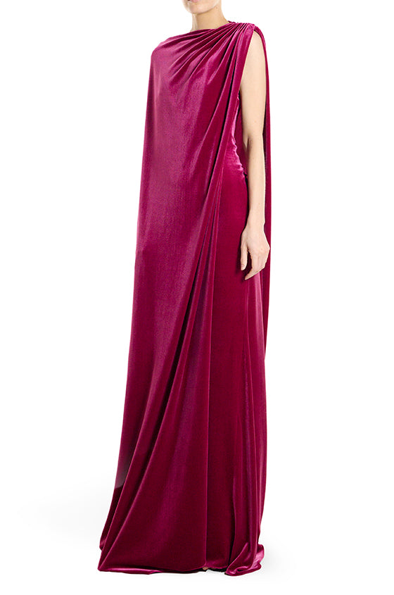 Monique Lhuillier Draped Floor Length Velour Cape