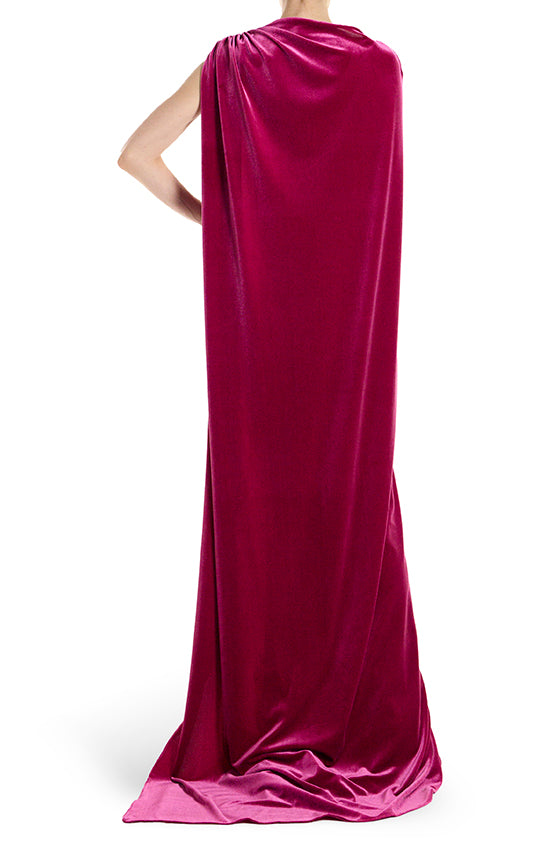 Monique Lhuillier Draped Floor Length Velour Cape