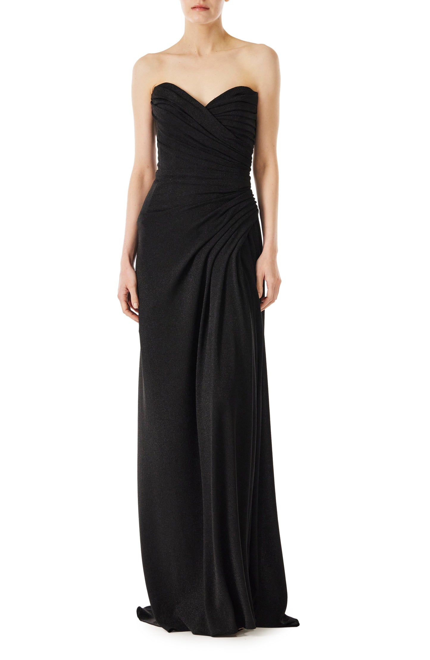 Strapless Glitter Knit Gown