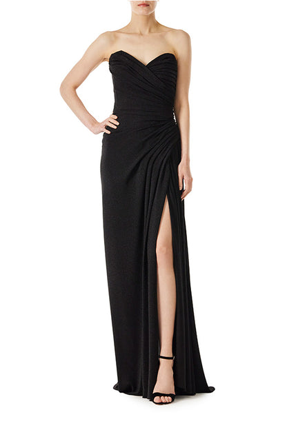 Strapless Glitter Knit Gown