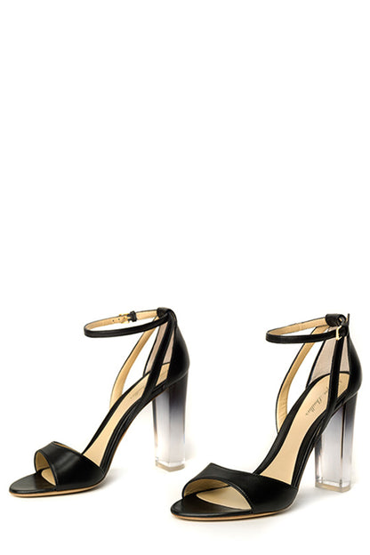 Monique Lhuillier Black Ava Leather Sandal