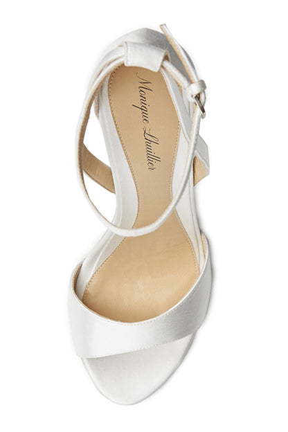 Monique Lhuillier White Satin Ava Sandal