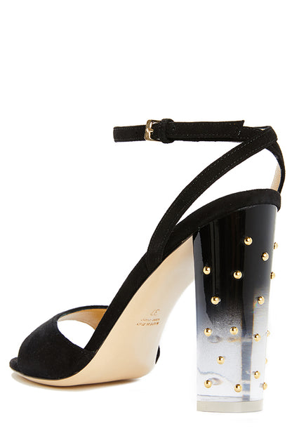 Monique Lhuillier Noir Harper Studded Lucite Heel