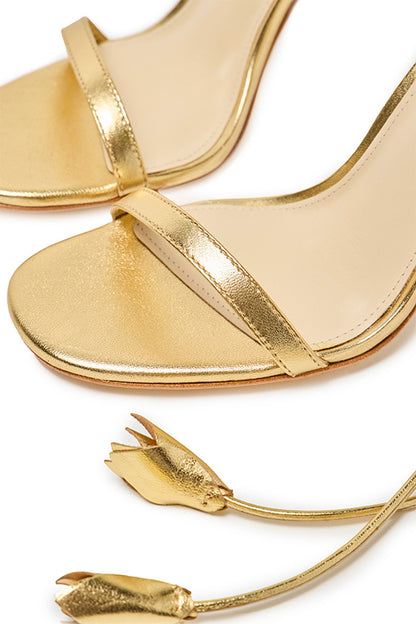 Monique Lhuillier Charlotte Gold Leather Sandal