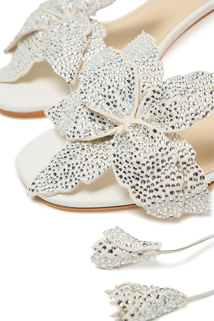 Monique Lhuillier Florette White Leather Sandal