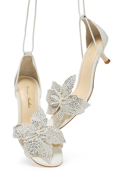 Monique Lhuillier Florette White Leather Sandal