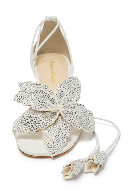 Monique Lhuillier Florette White Leather Sandal