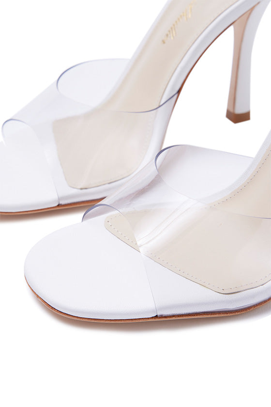 Monique Lhuillier Liv White Leather Sandal